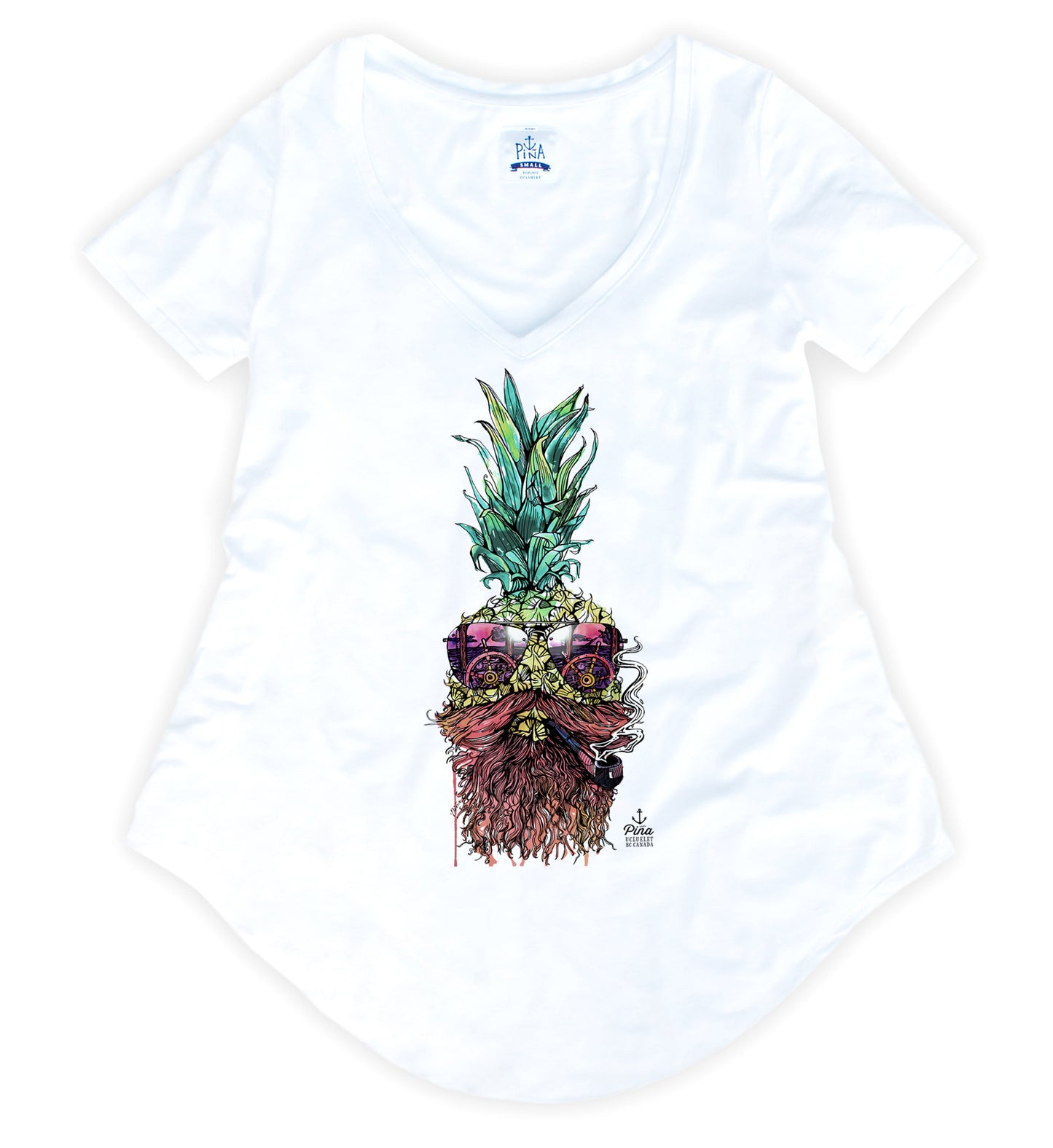 Captain Piña in Full Colour Bamboo V-Neck Tee