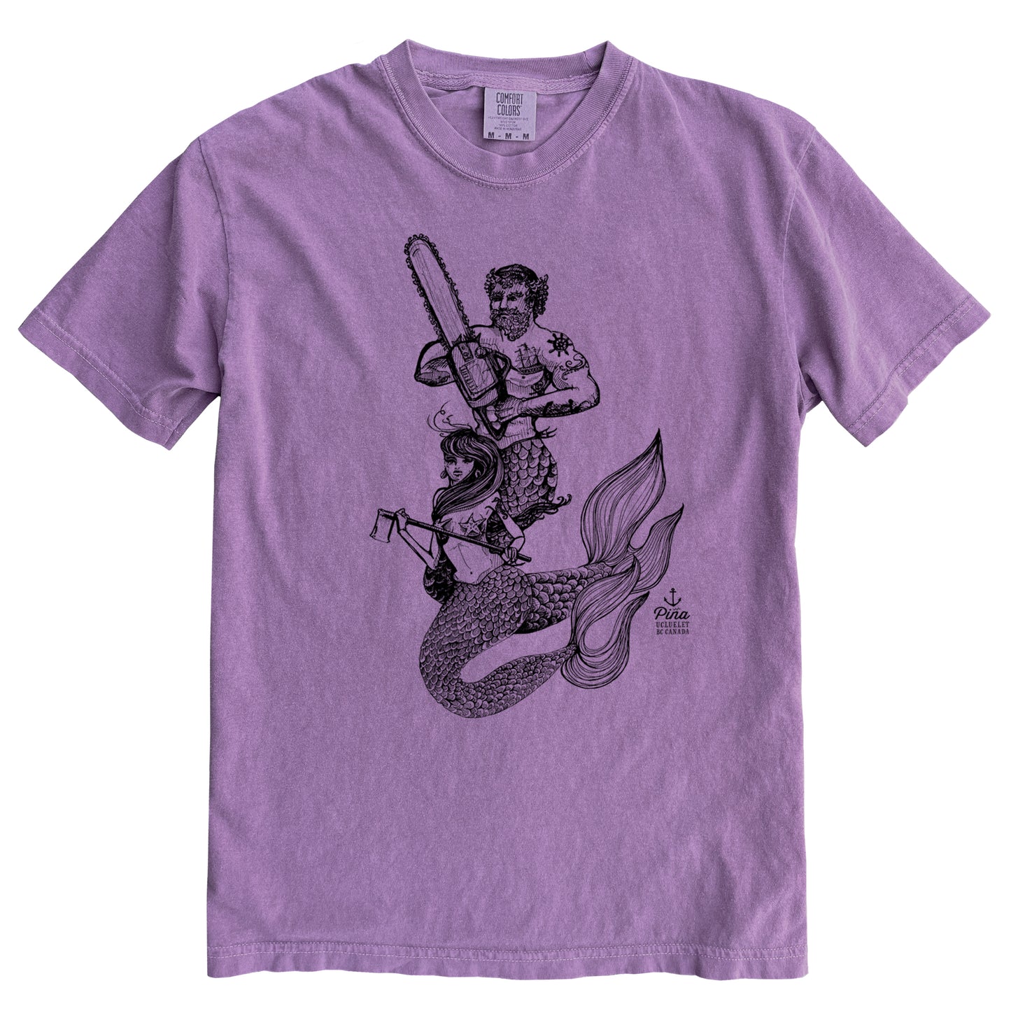 Chainsaw Mercouple in Black Ink Comfort Colours Heavyweight Cotton Unisex Tee