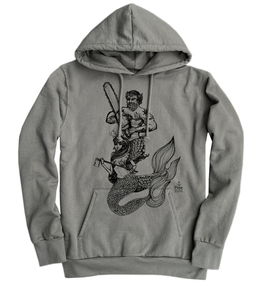 Chainsaw Mercouple in Black Ink Organic Cotton Unisex Hoodie Made in Canada