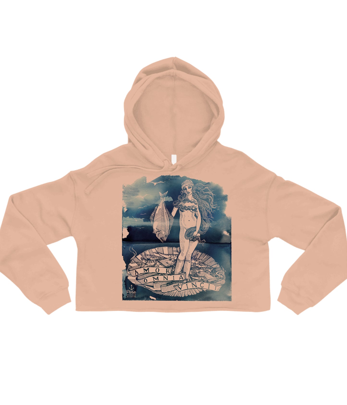 Birth of Venus on Watercolour Crop Hoodie