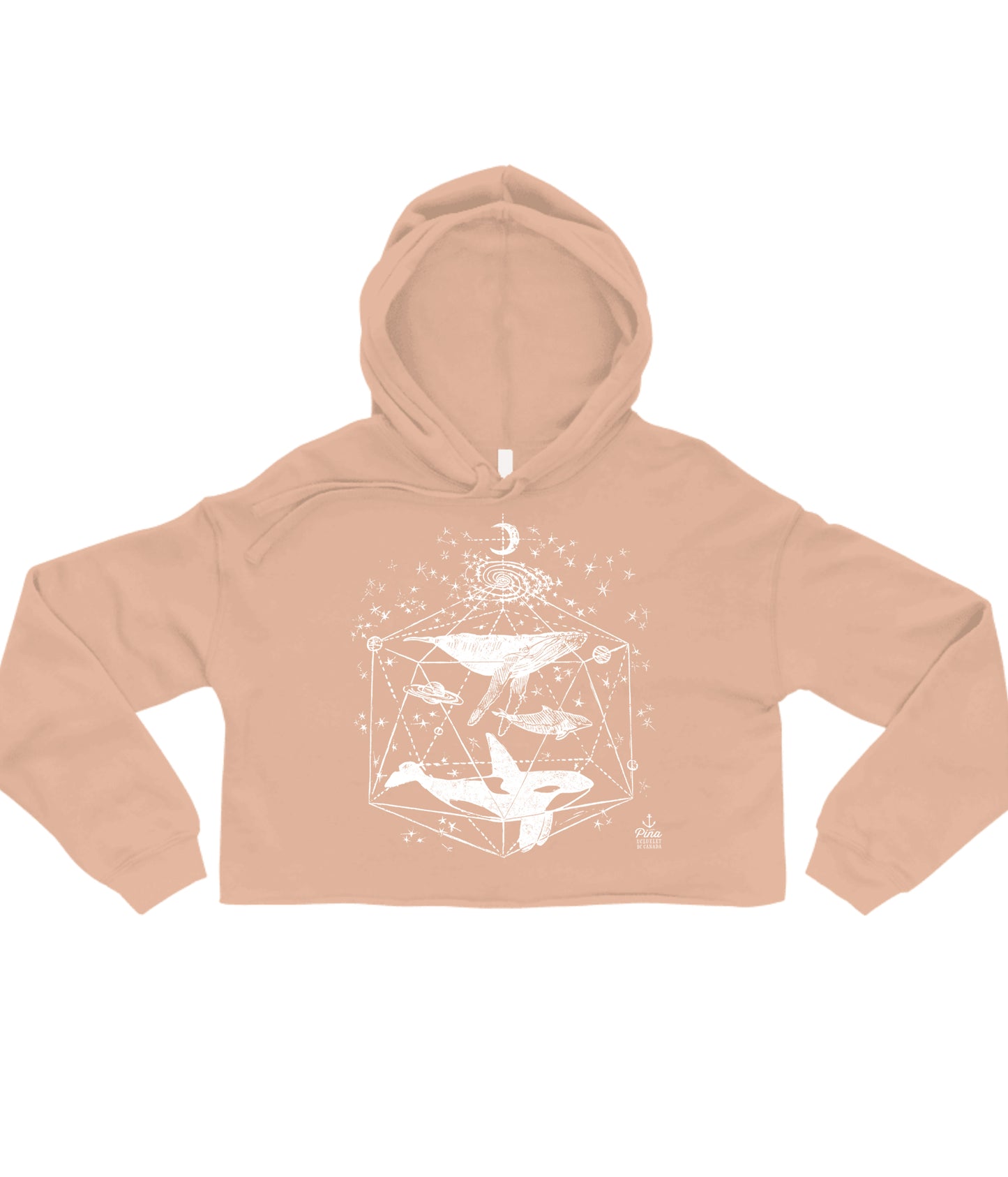 Galactic Whales in White Crop Hoodie