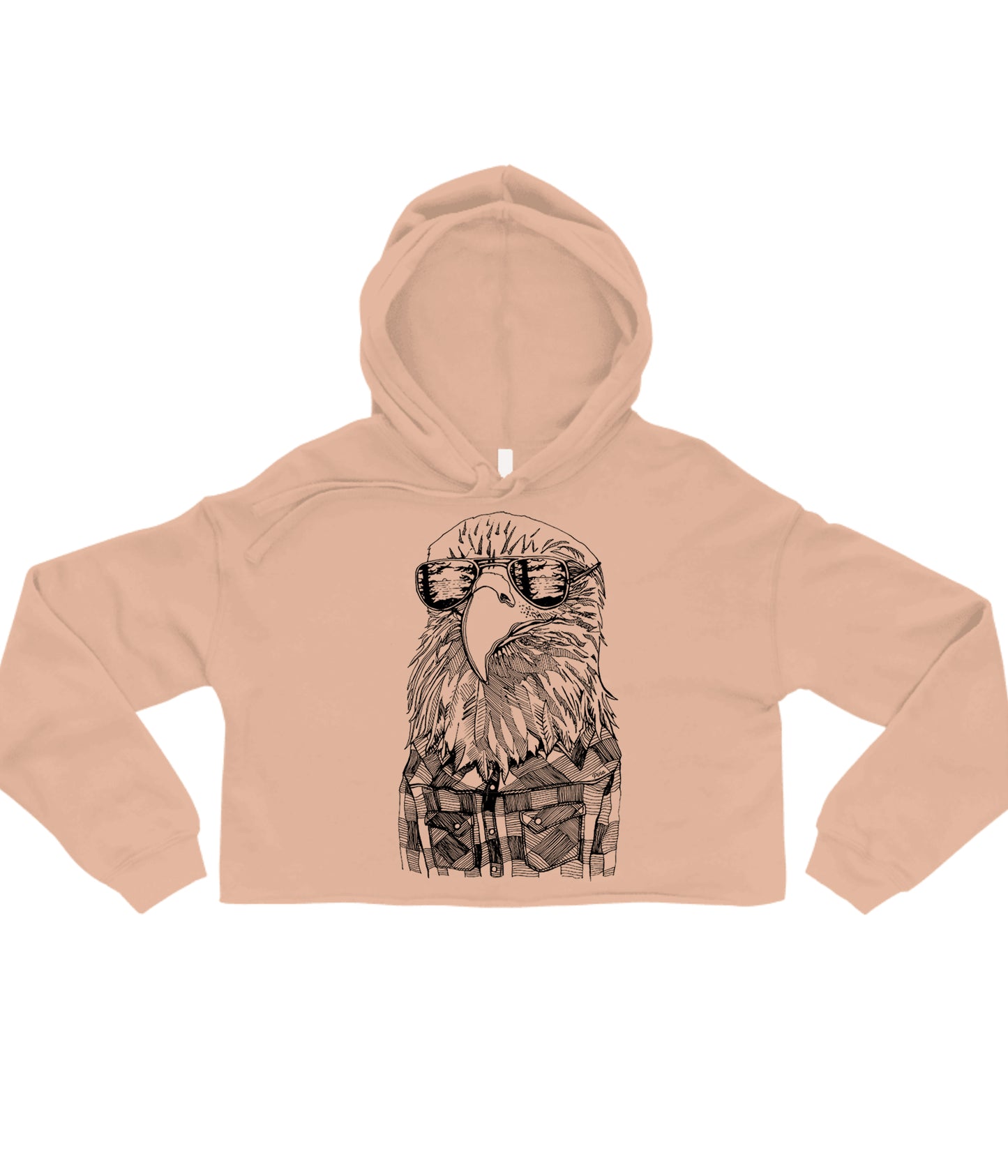 Hipster Eagle in Black Crop Hoodie