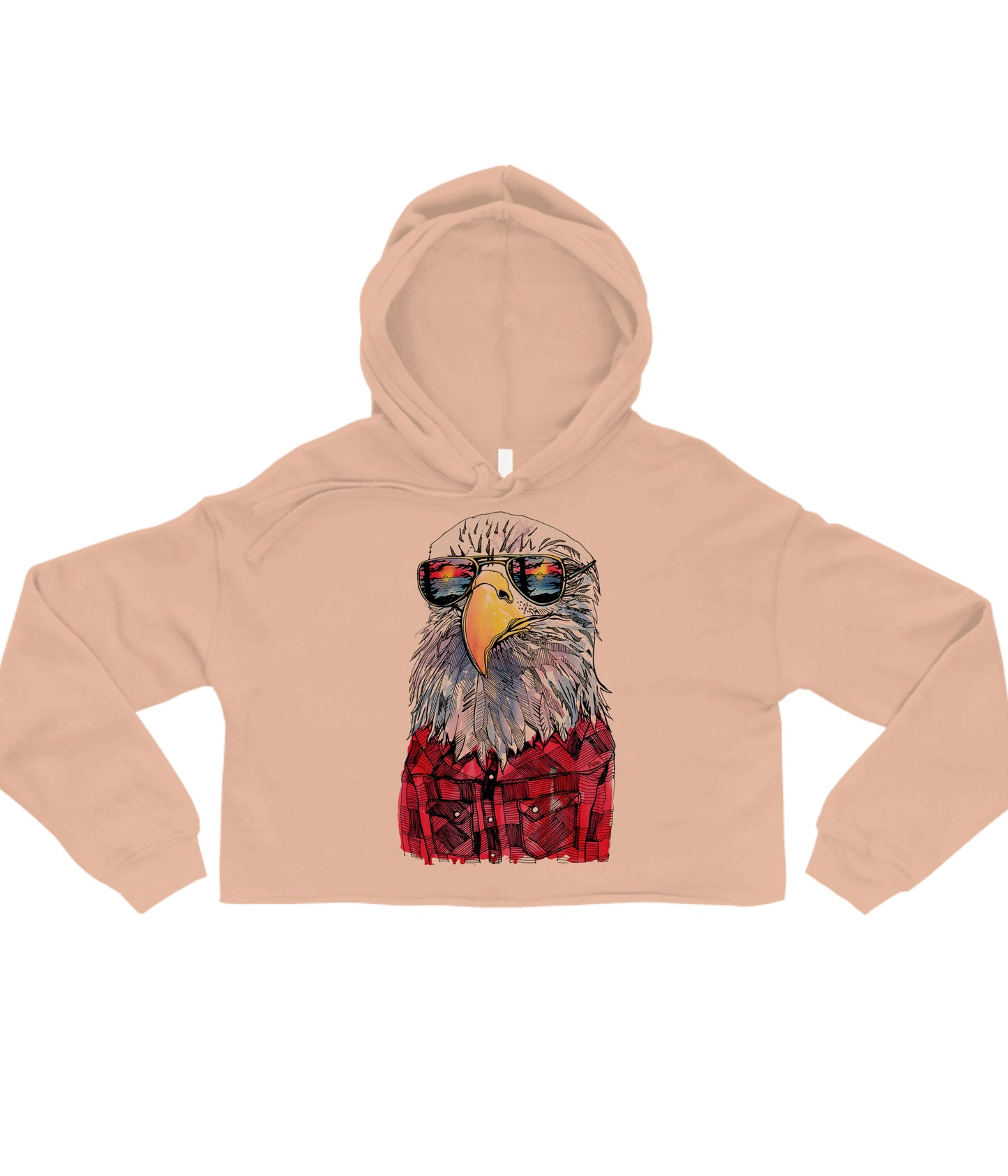 Hipster Eagle in Colour Crop Hoodie