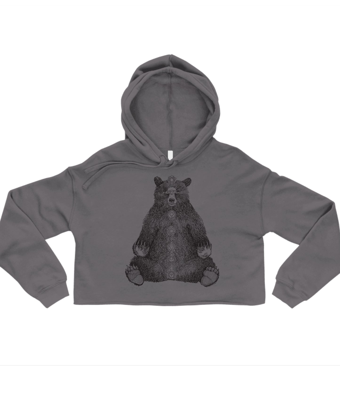 Kundalini Bear in Black Crop Hoodie