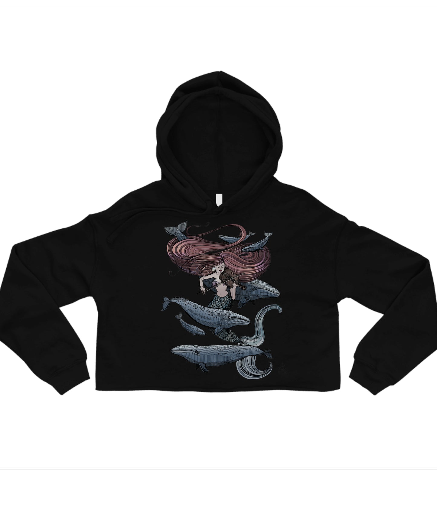 Mermaid Fiddling in Colour Crop Hoodie