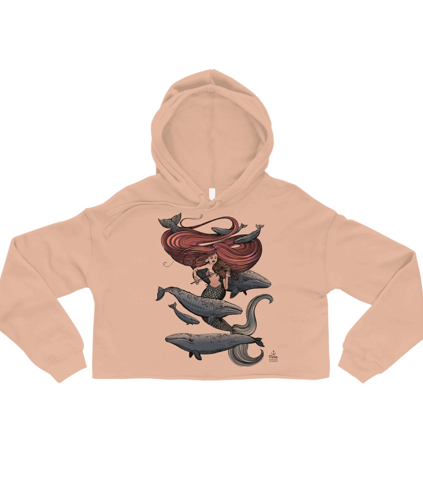 Mermaid Fiddling in Colour Crop Hoodie