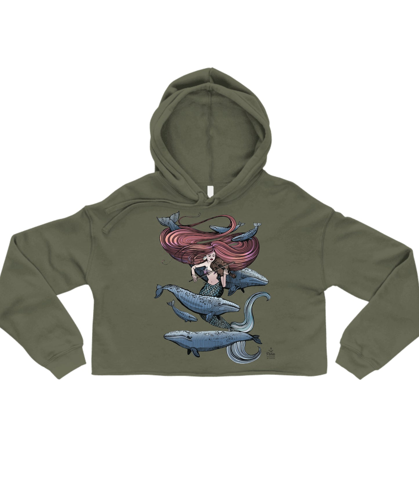 Mermaid Fiddling in Colour Crop Hoodie