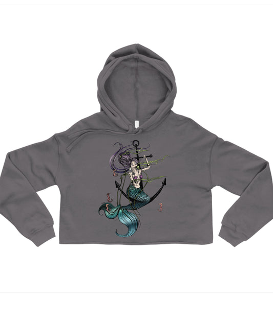 Mermaid Singing in Colour Crop Hoodie