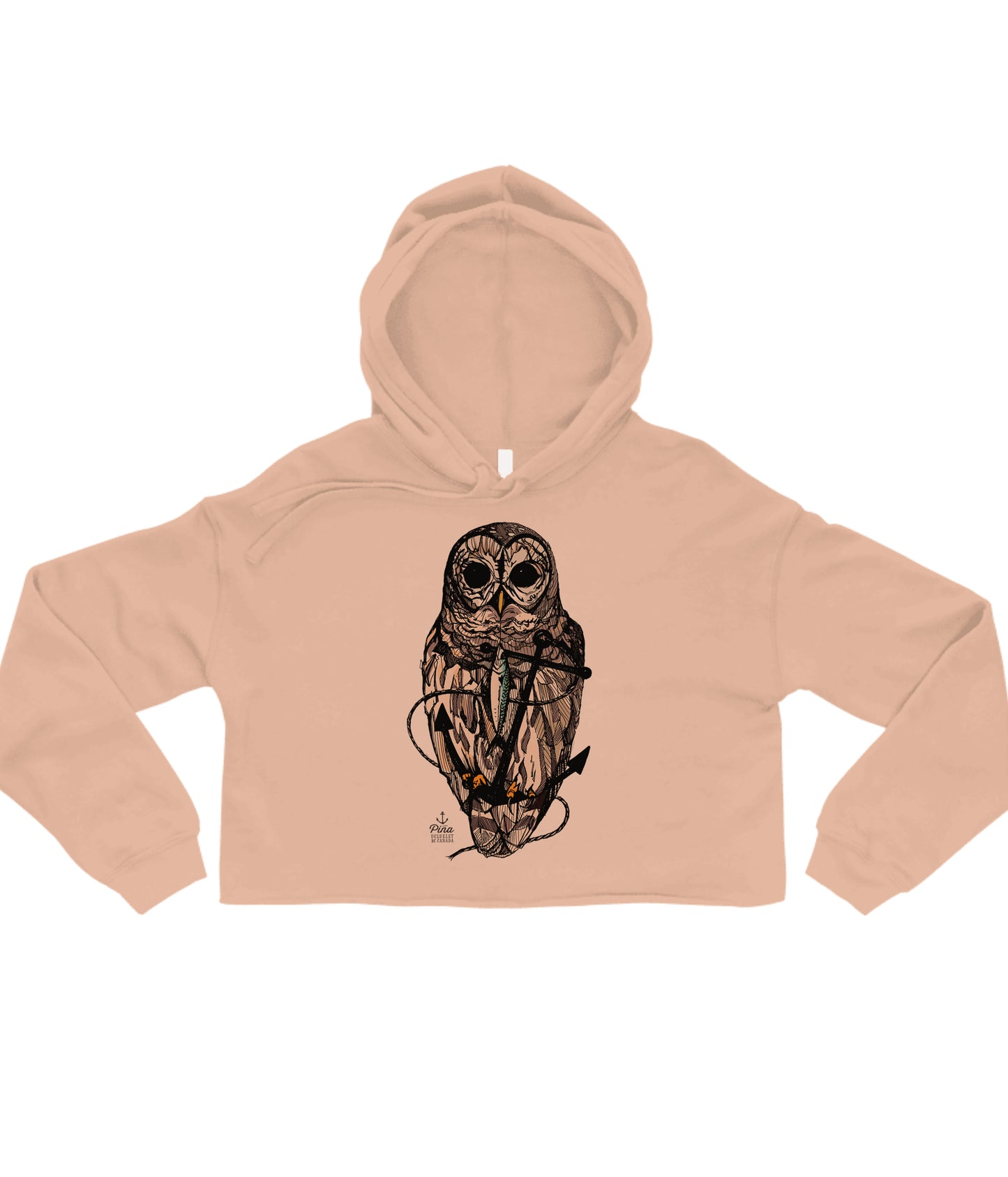 Owl and Anchor in Colour Crop Hoodie