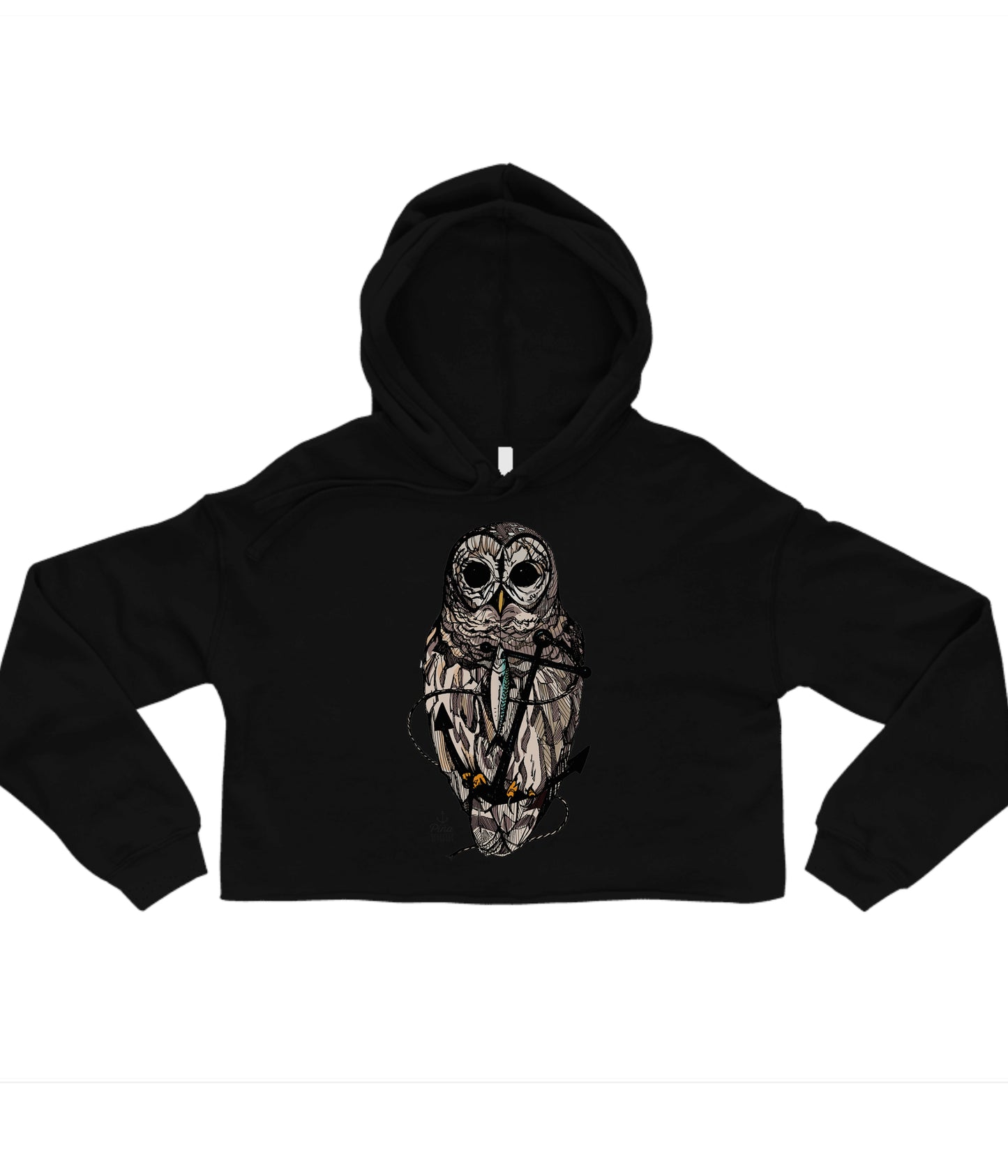 Owl and Anchor in Colour Crop Hoodie