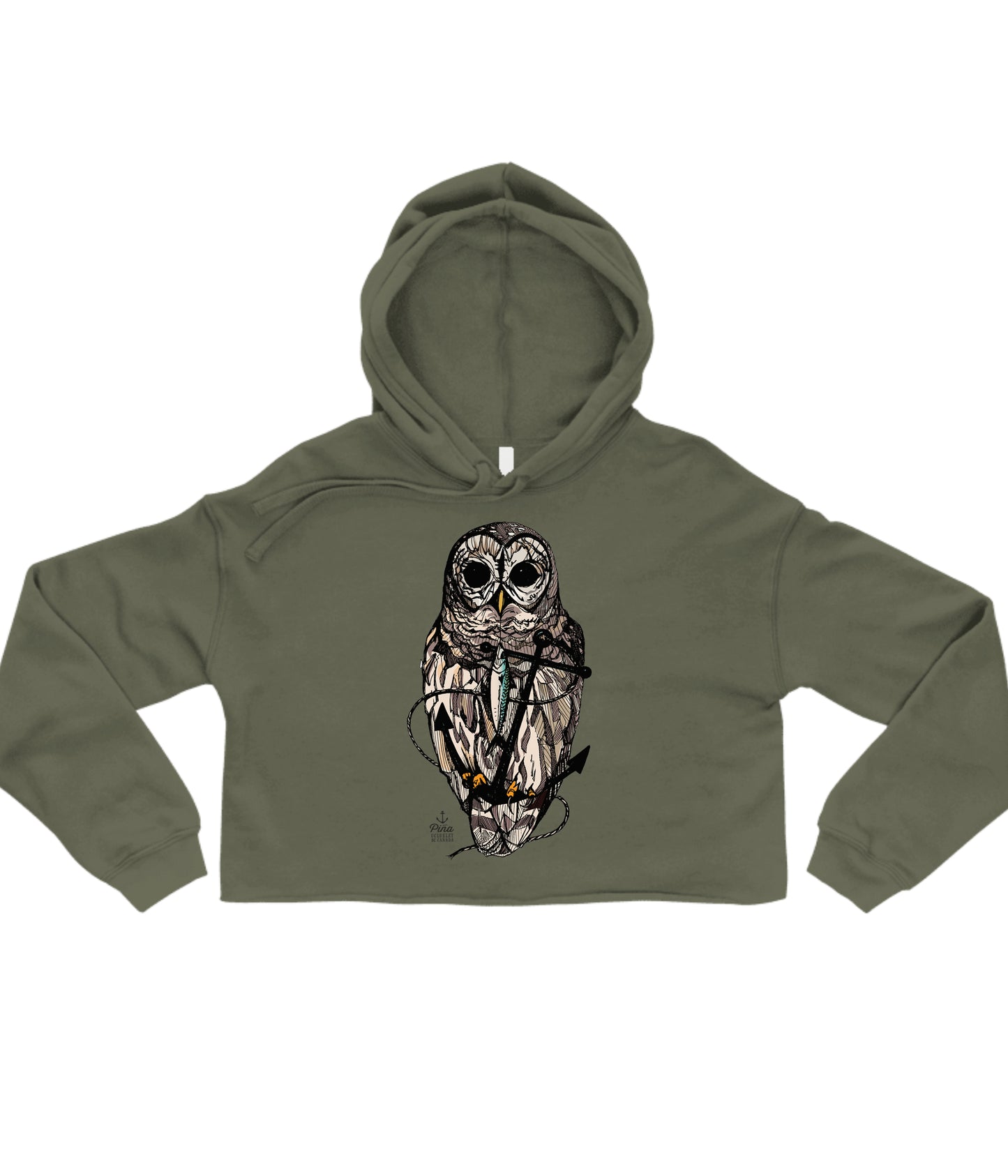 Owl and Anchor in Colour Crop Hoodie