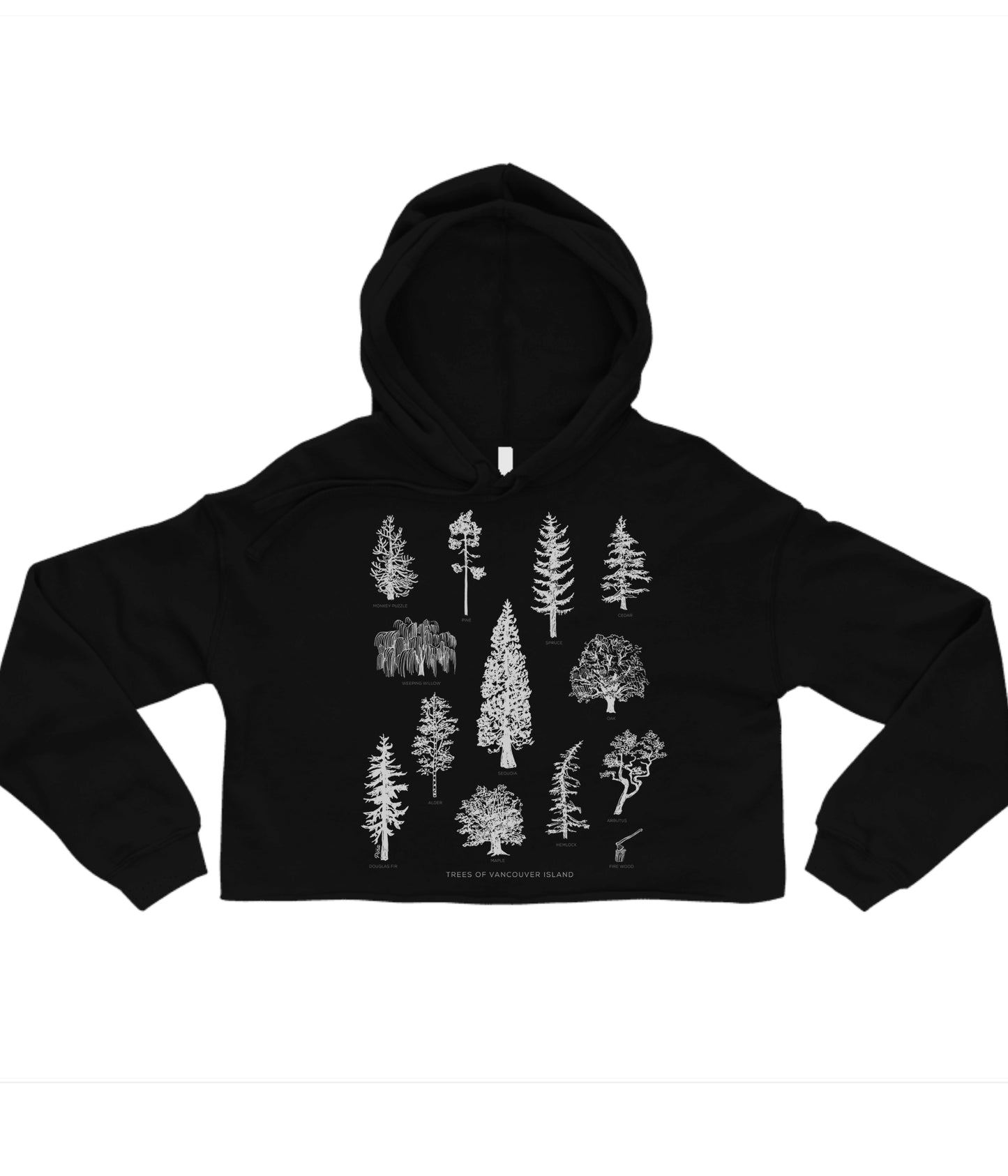 Tree Species in White Crop Hoodie