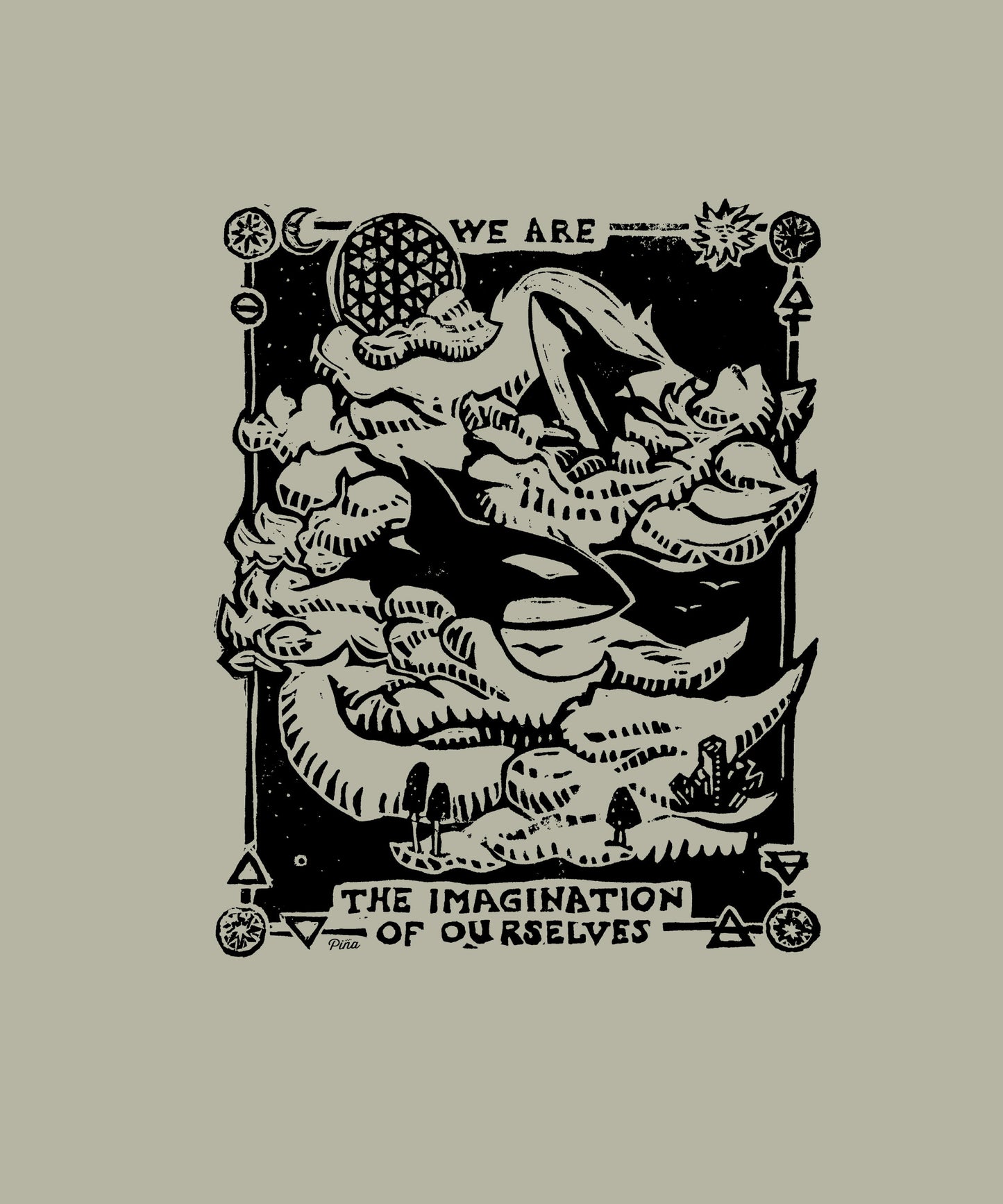 Ladies Crop Sweatshirt With Dream Orcas Design, Made in Canada