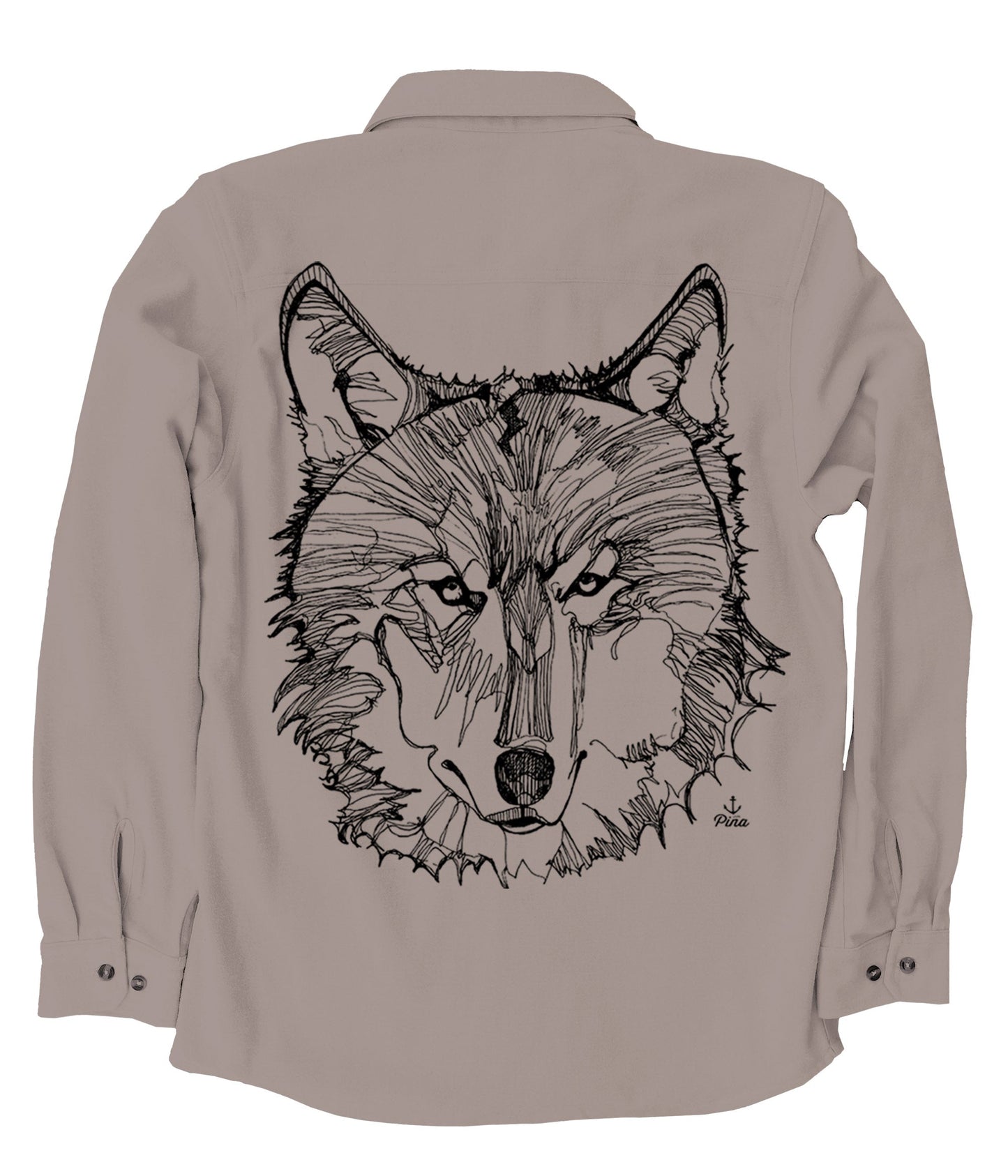 Wolf Face in Black Organic Cotton Flannel