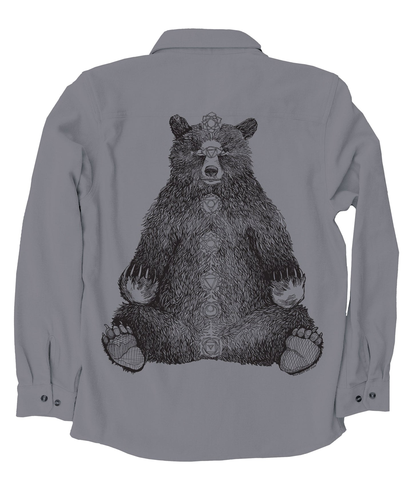 Kundalini Bear in Black Organic Cotton Flannel