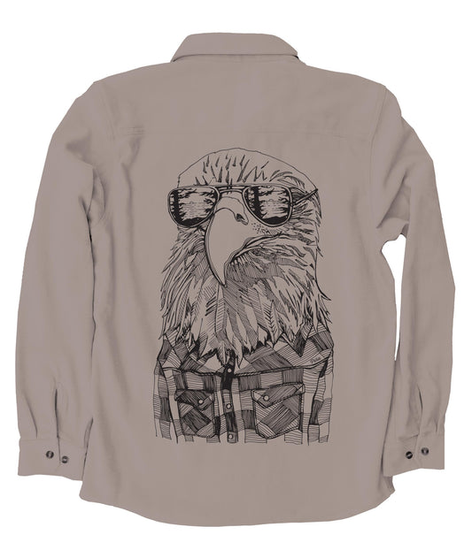 Hipster Eagle in Black Ink Organic Cotton Flannel