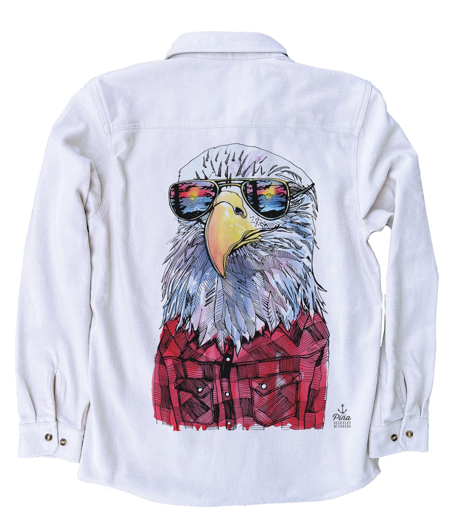 Hipster Eagle in Full Colour Organic Cotton Flannel