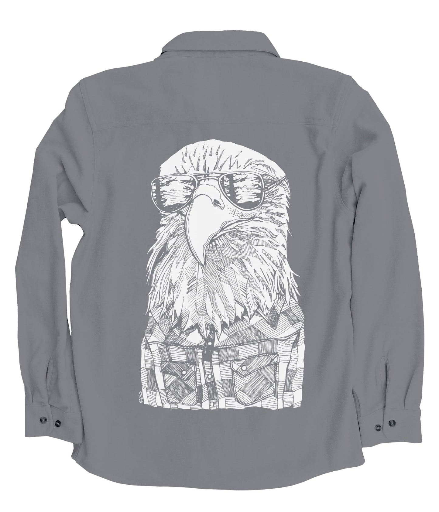 Hipster Eagle in White Organic Cotton Flannel