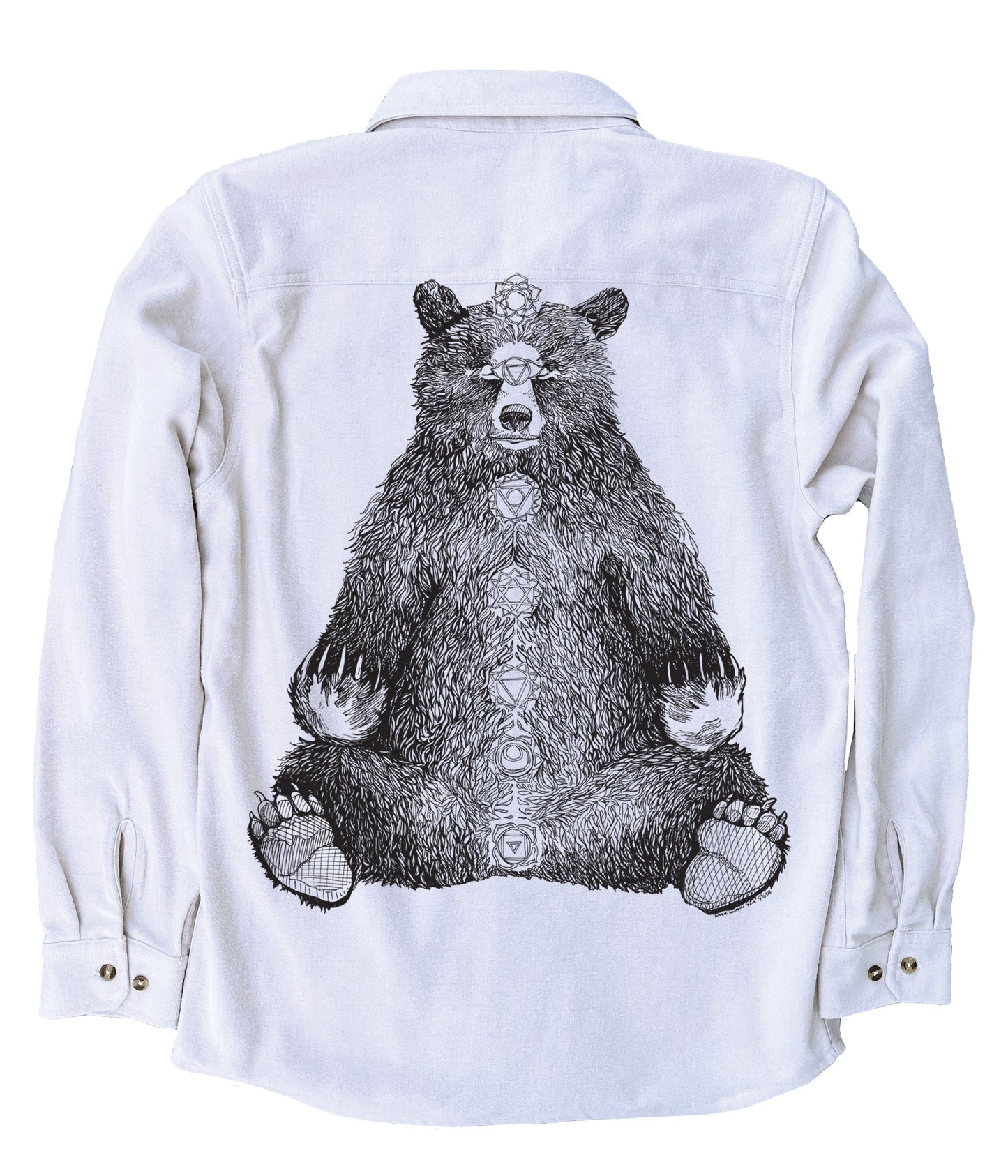 Kundalini Bear in Black Organic Cotton Flannel