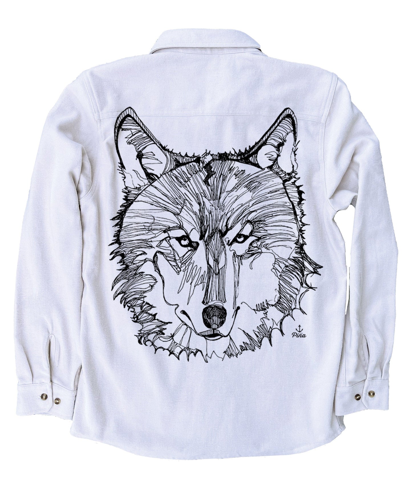 Wolf Face in Black Organic Cotton Flannel