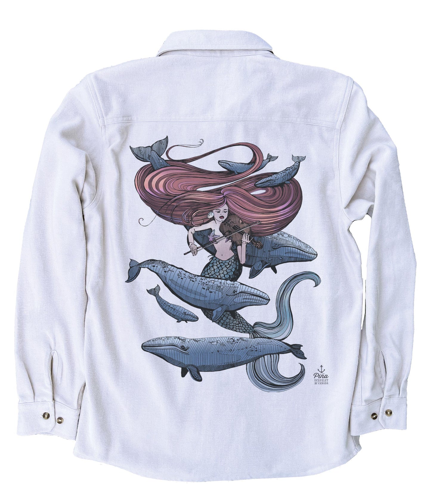 Mermaid Fiddling in Colour Organic Cotton Flannel