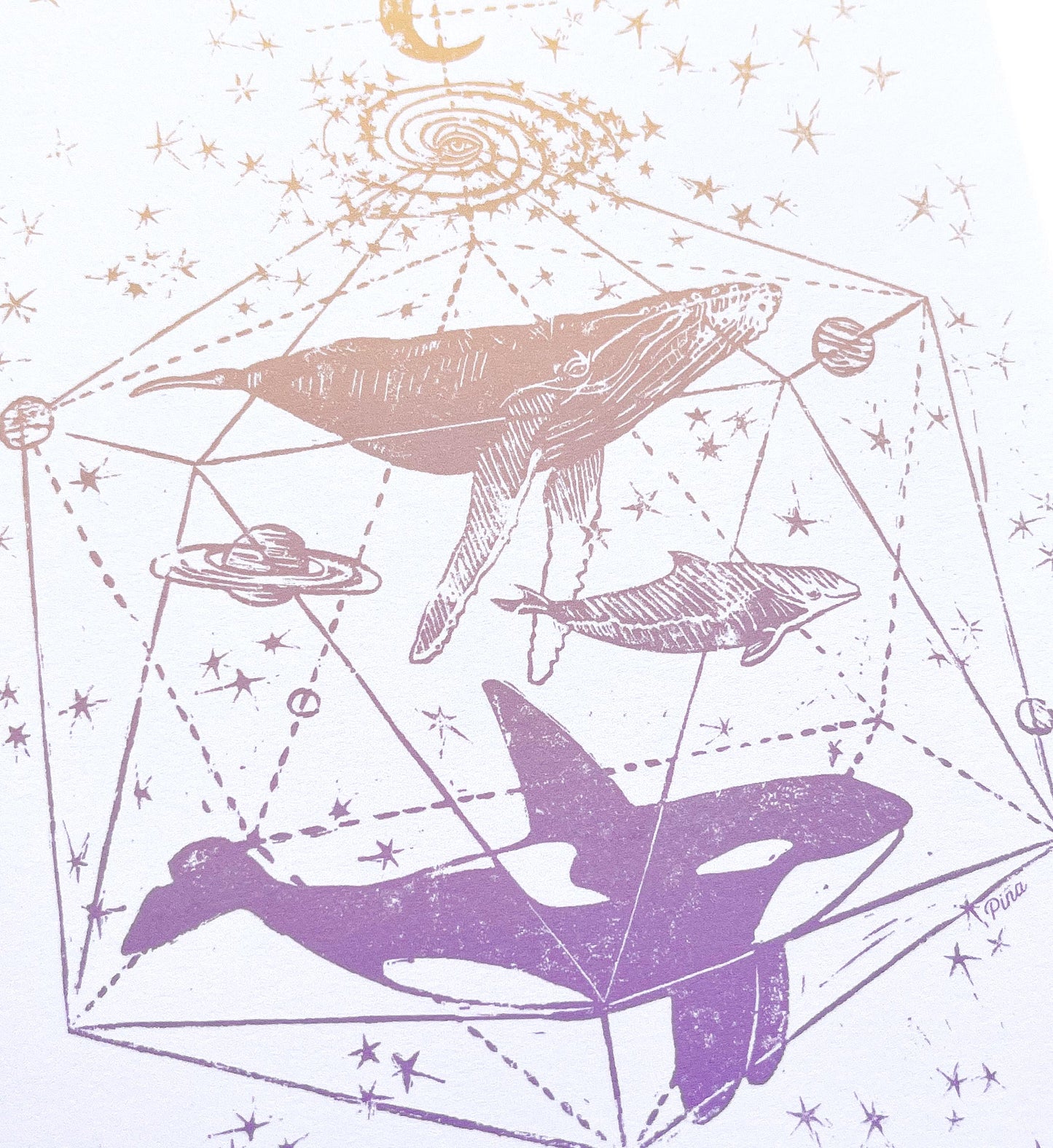 Galactic Whales in Colour Greeting Card