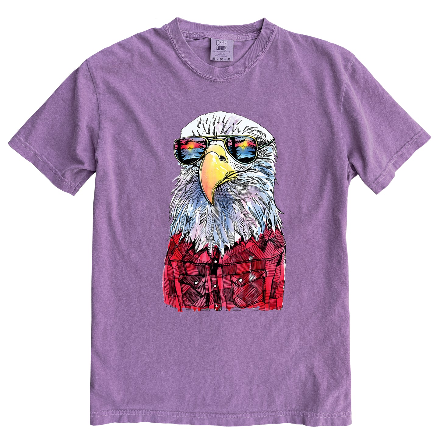 Hipster Eagle in Colour Ink Comfort Colours Heavyweight Cotton Unisex Tee