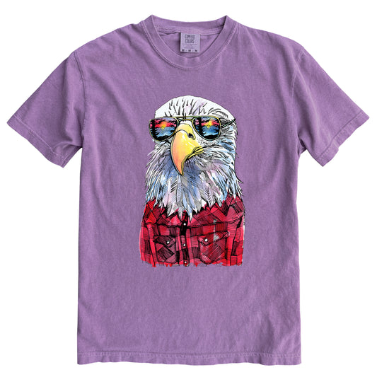 Hipster Eagle in Colour Ink Comfort Colours Heavyweight Cotton Unisex Tee