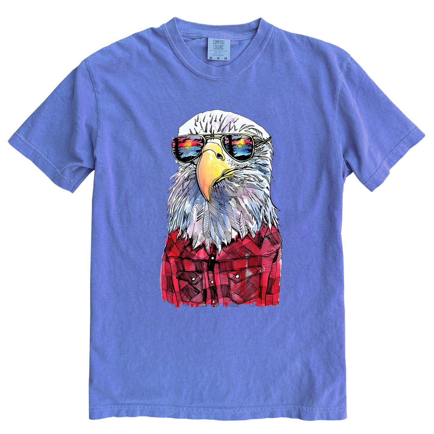 Hipster Eagle in Colour Ink Comfort Colours Heavyweight Cotton Unisex Tee