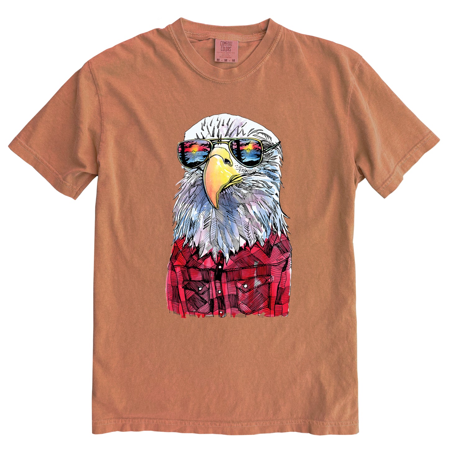 Hipster Eagle in Colour Ink Comfort Colours Heavyweight Cotton Unisex Tee