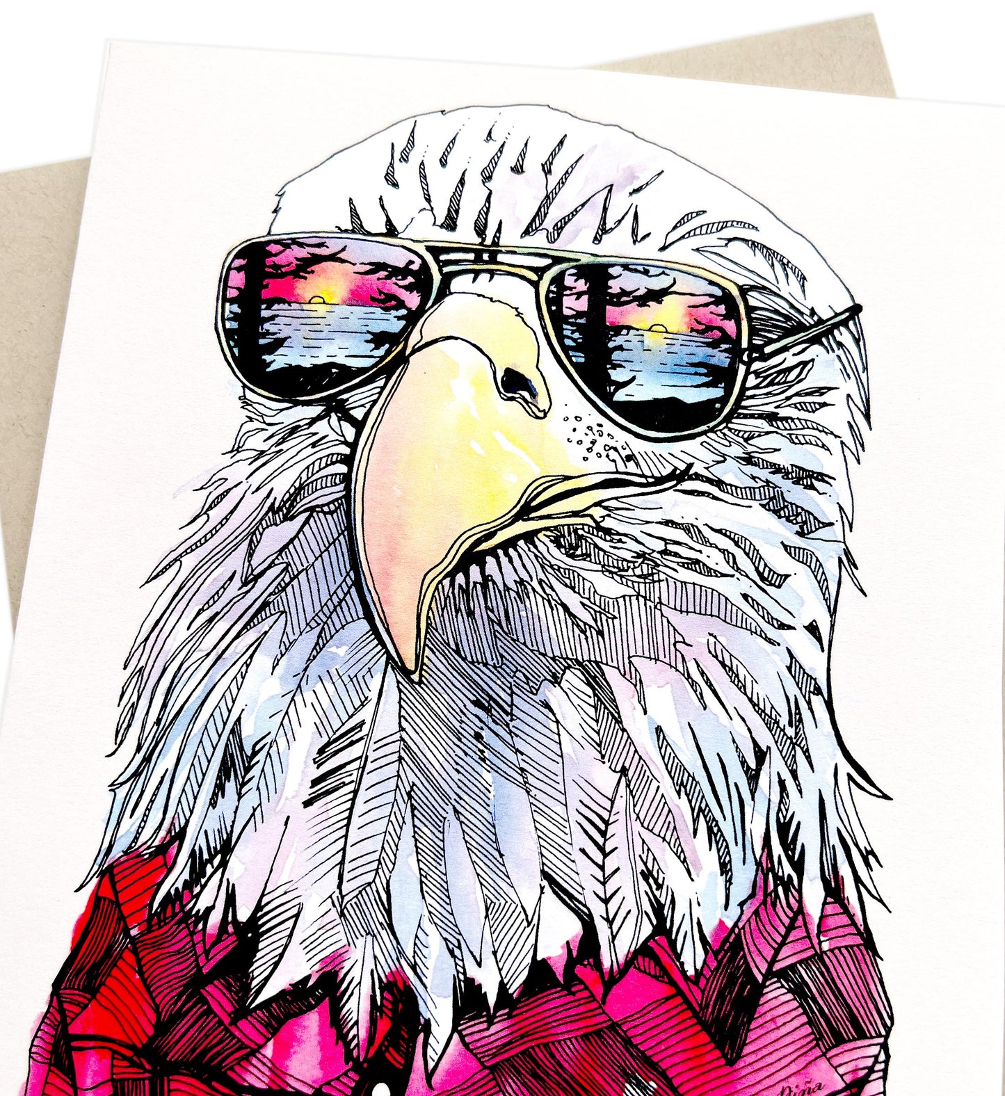 Hipster Eagle Greeting Card