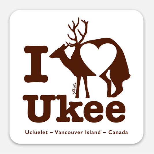 I Heart Ukee Deer Sticker