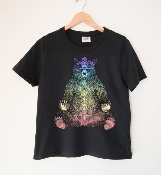 Kundalini Bear in Rainbow Ladies Organic Cotton Tee