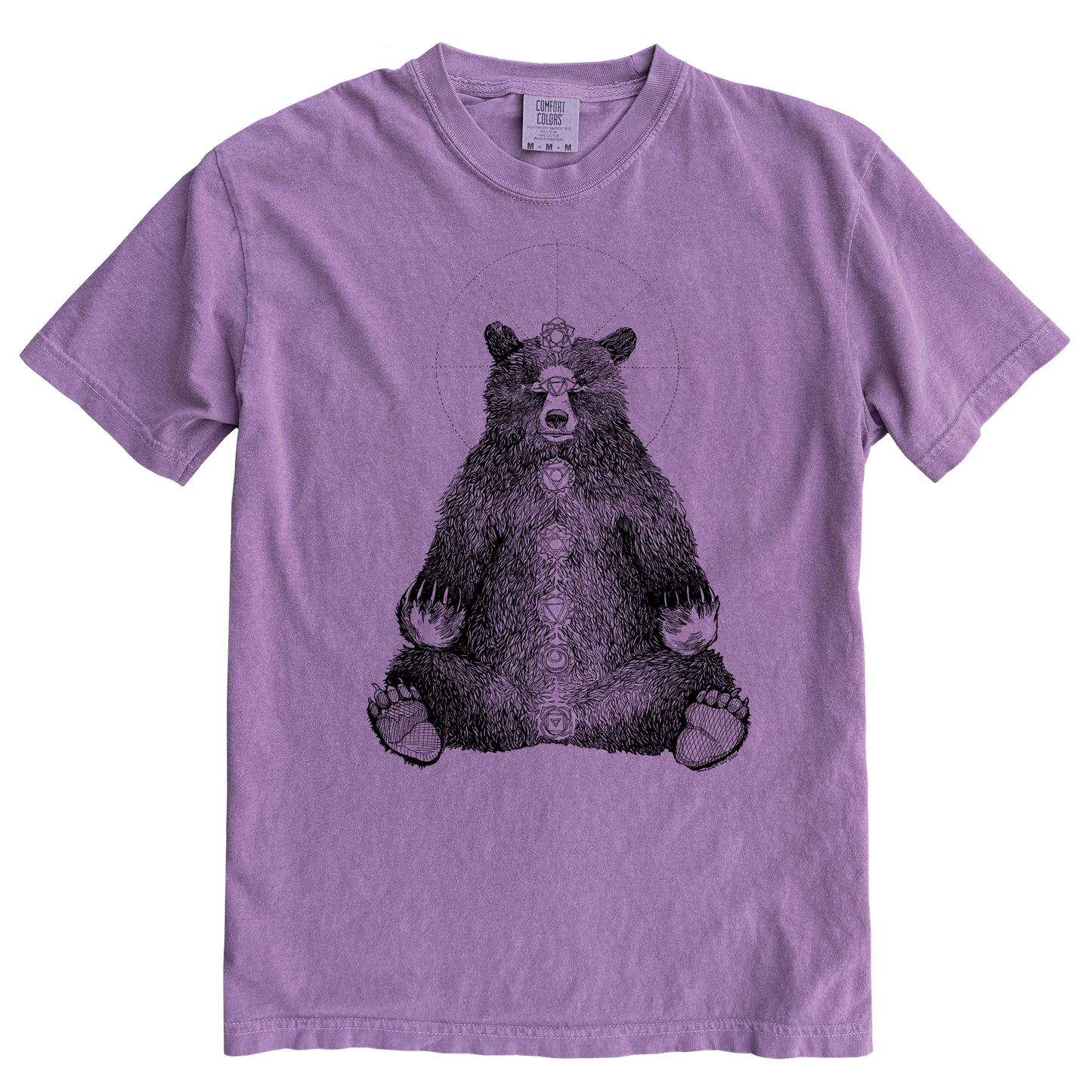 Kundalini Bear in Black Ink Comfort Colours Heavyweight Cotton Unisex Tee