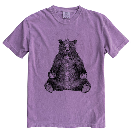 Kundalini Bear in Black Ink Comfort Colours Heavyweight Cotton Unisex Tee