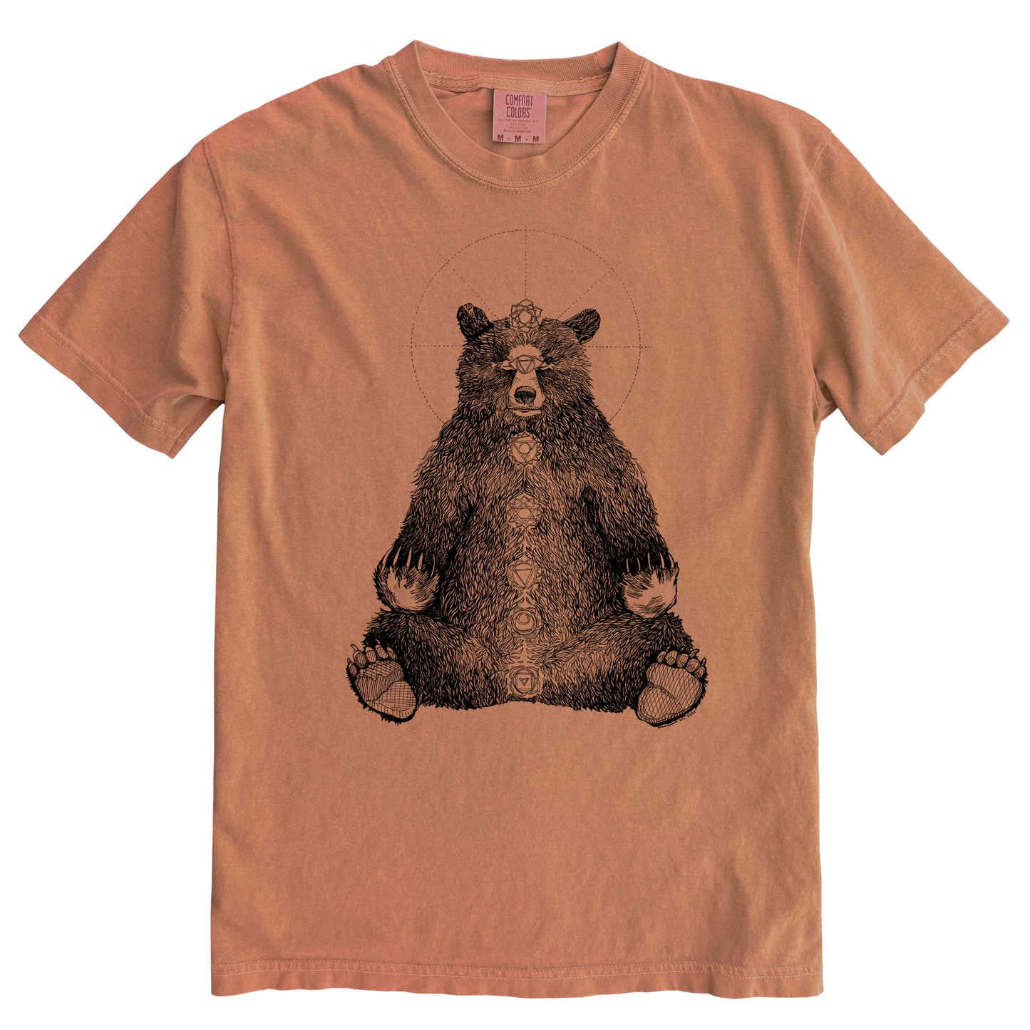 Kundalini Bear in Black Ink Comfort Colours Heavyweight Cotton Unisex Tee