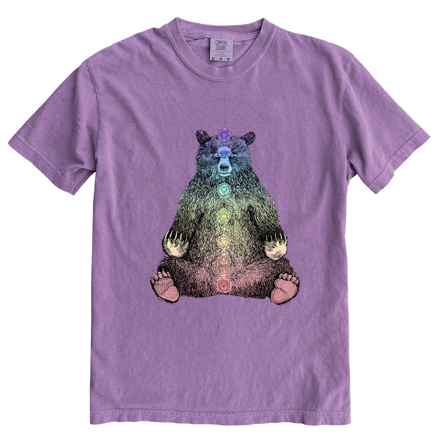 Kundalini Bear in Colour Ink Light on Dark Comfort Colours Heavyweight Cotton Unisex Tee