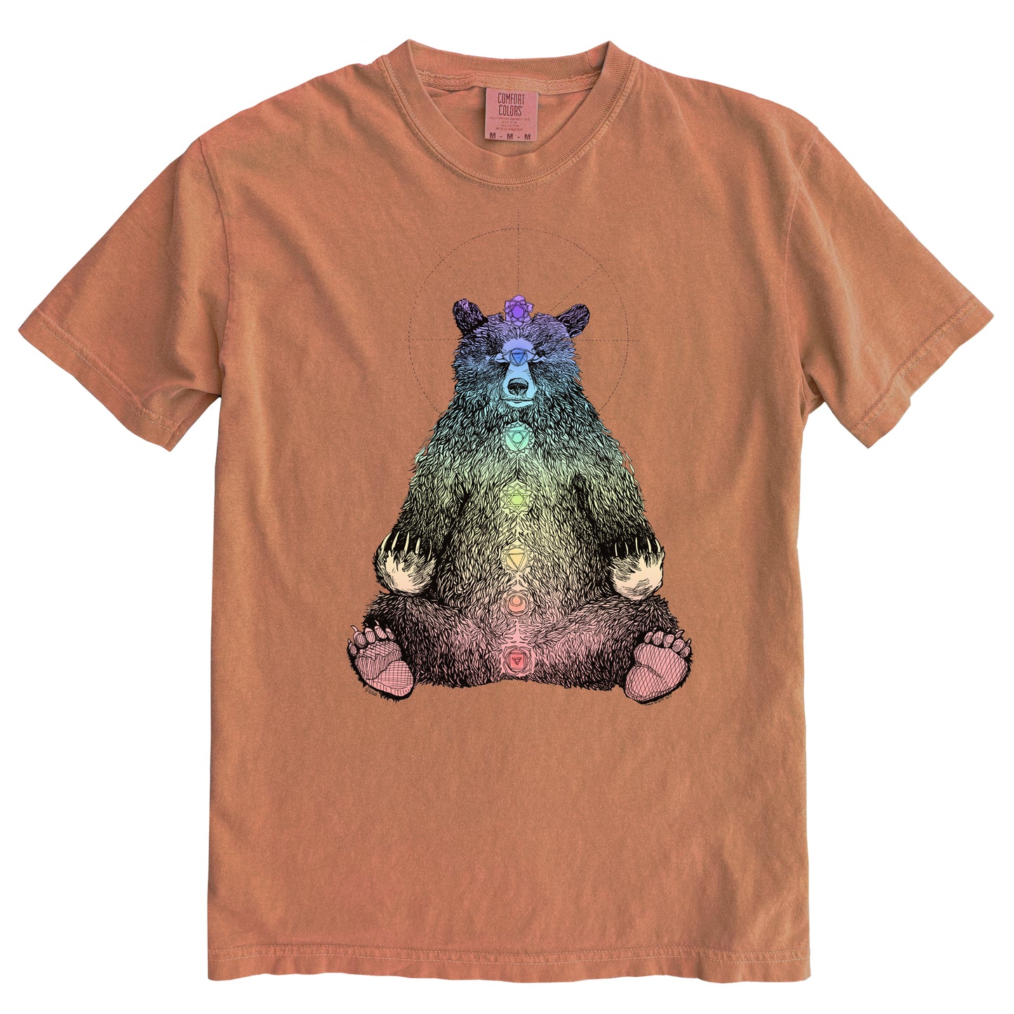 Kundalini Bear in Colour Ink Light on Dark Comfort Colours Heavyweight Cotton Unisex Tee
