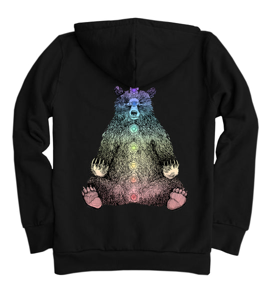 Kundalini Bear in Full Colour, 2 prints, Organic Cotton Unisex Hoodie Made in Canada