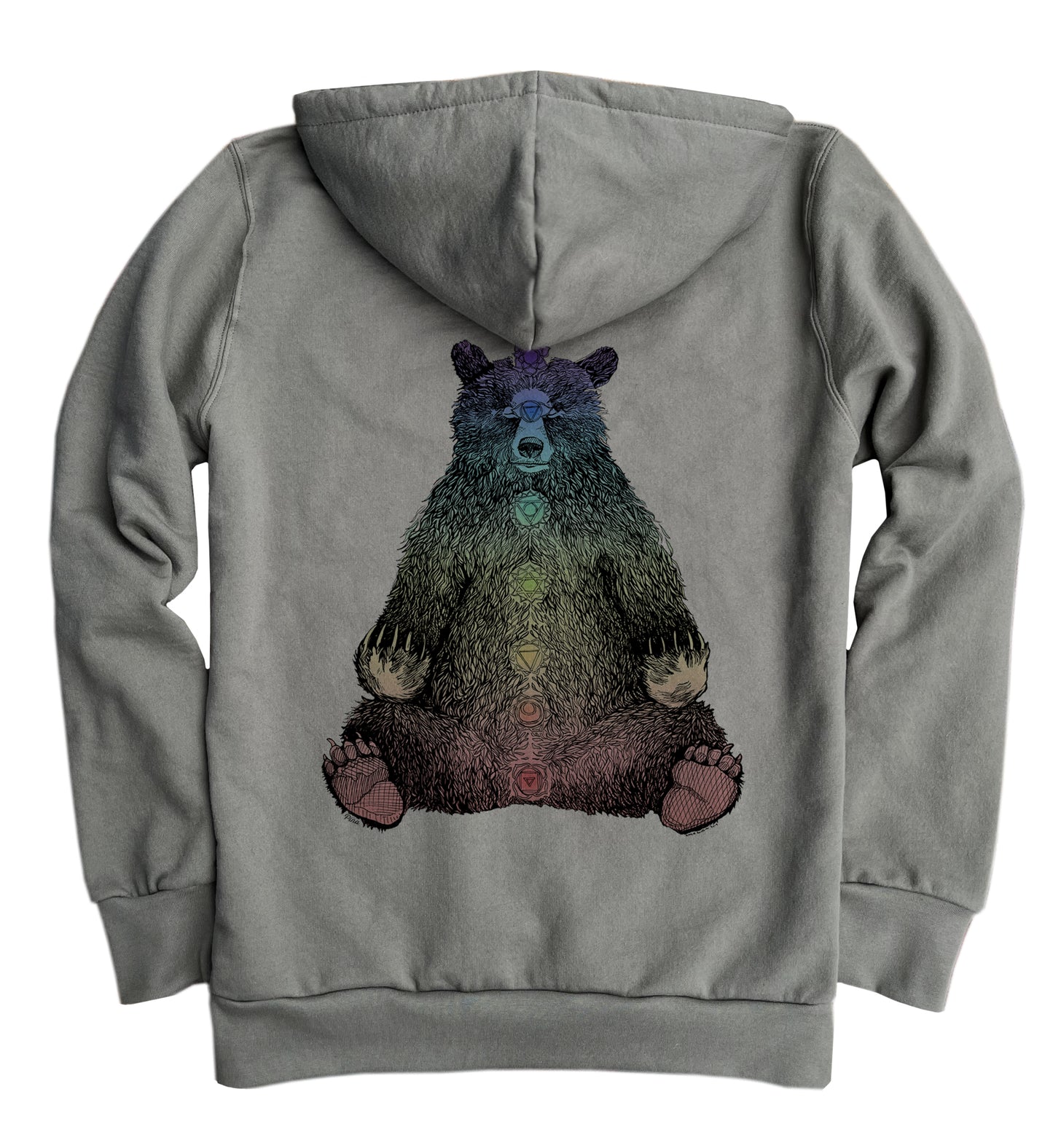 Kundalini Bear in Full Colour, 2 prints, Organic Cotton Unisex Hoodie Made in Canada