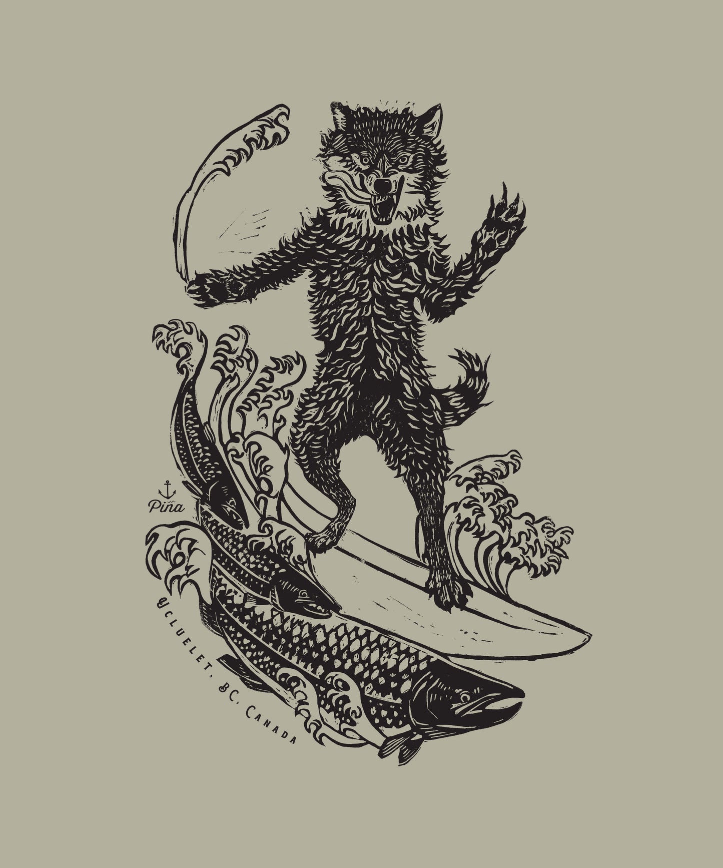 Ladies Crop Sweatshirt With Seawolf Design, Made in Canada