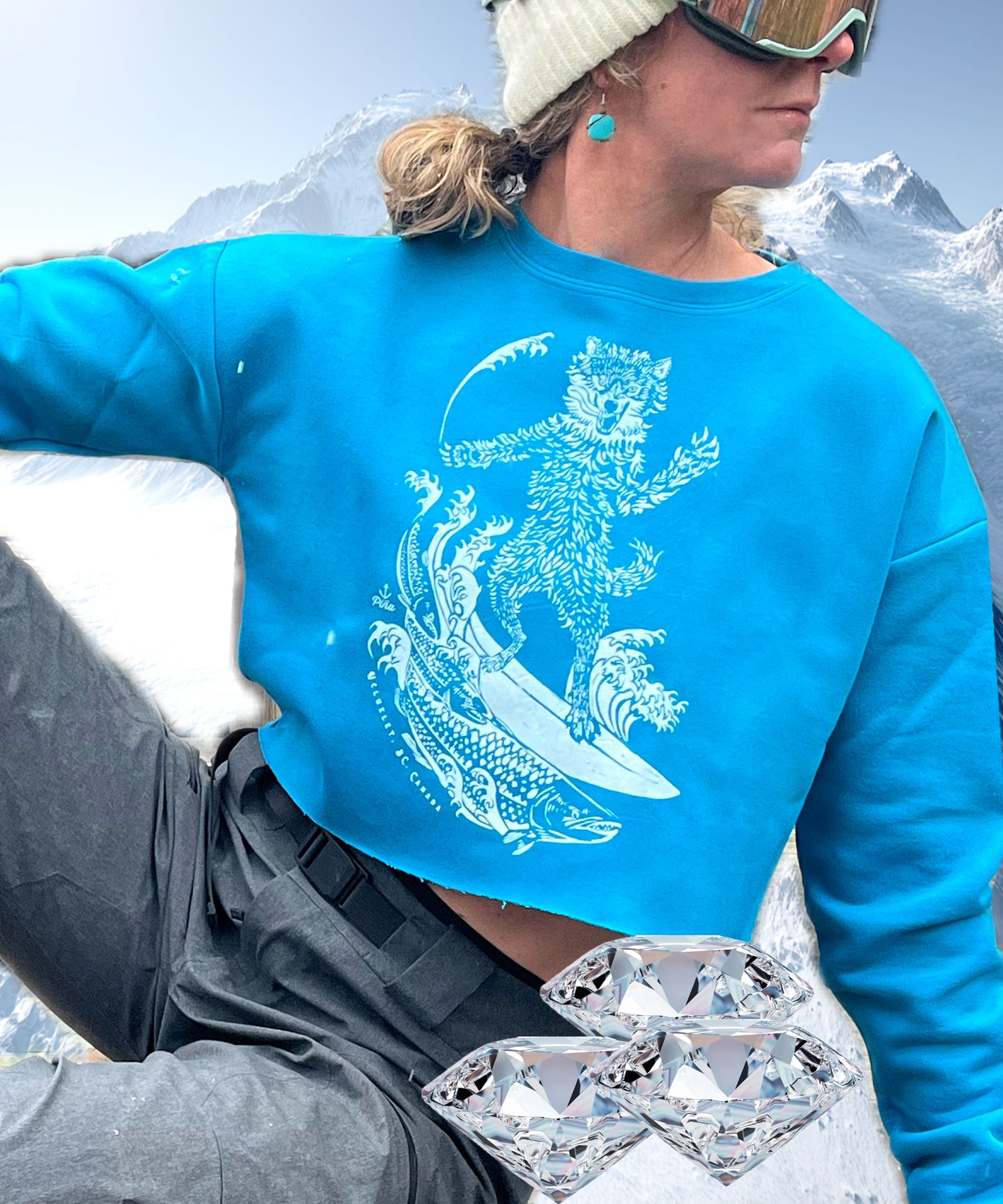 Ladies Crop Sweatshirt With Seawolf Design, Made in Canada