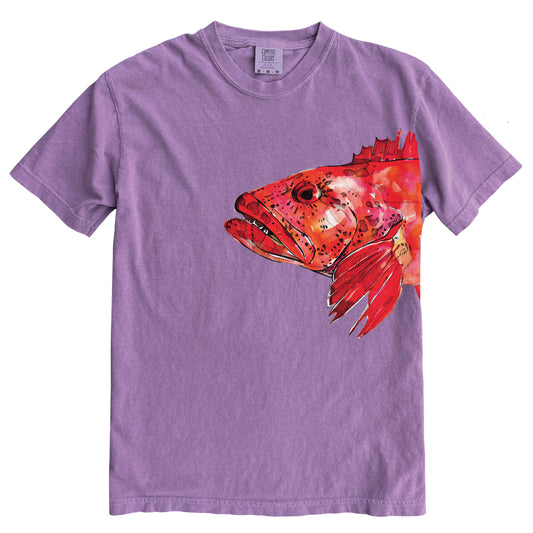 Lingcod in Colour Ink Light on Dark Comfort Colours Heavyweight Cotton Unisex Tee