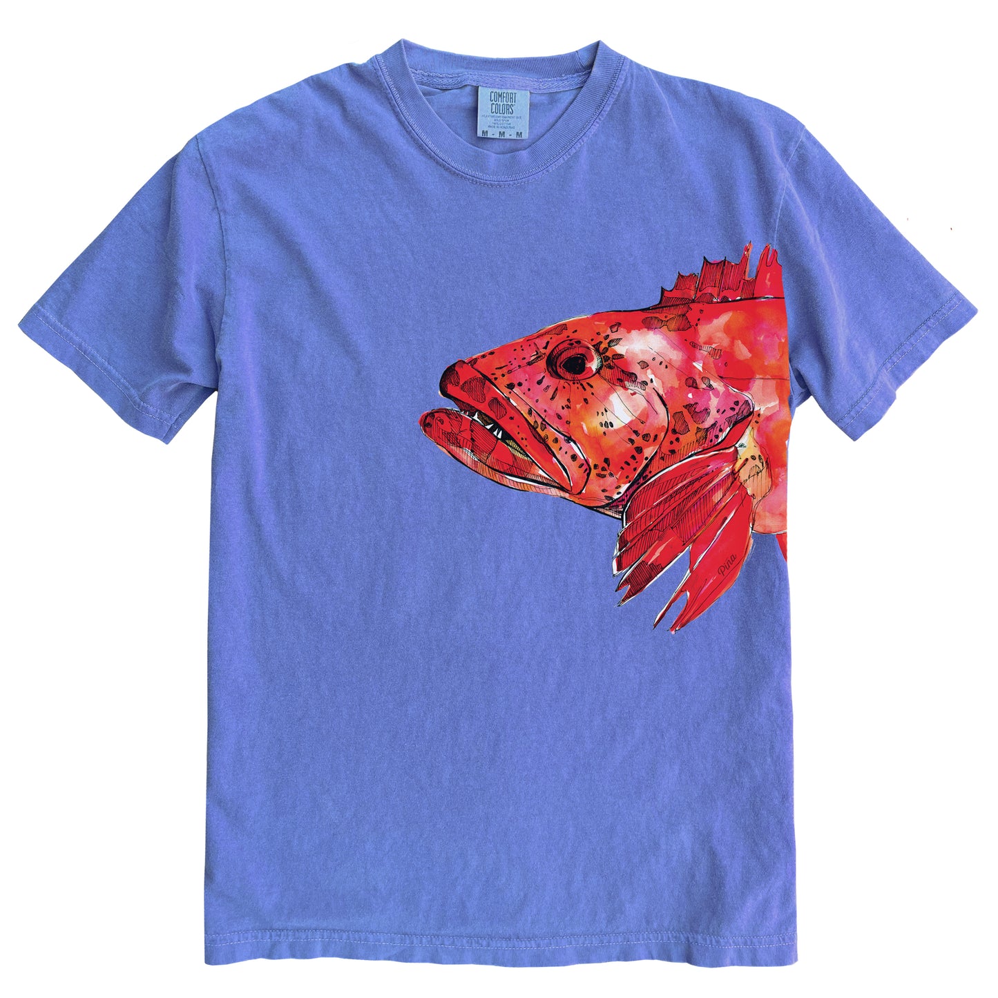 Lingcod in Colour Ink Light on Dark Comfort Colours Heavyweight Cotton Unisex Tee