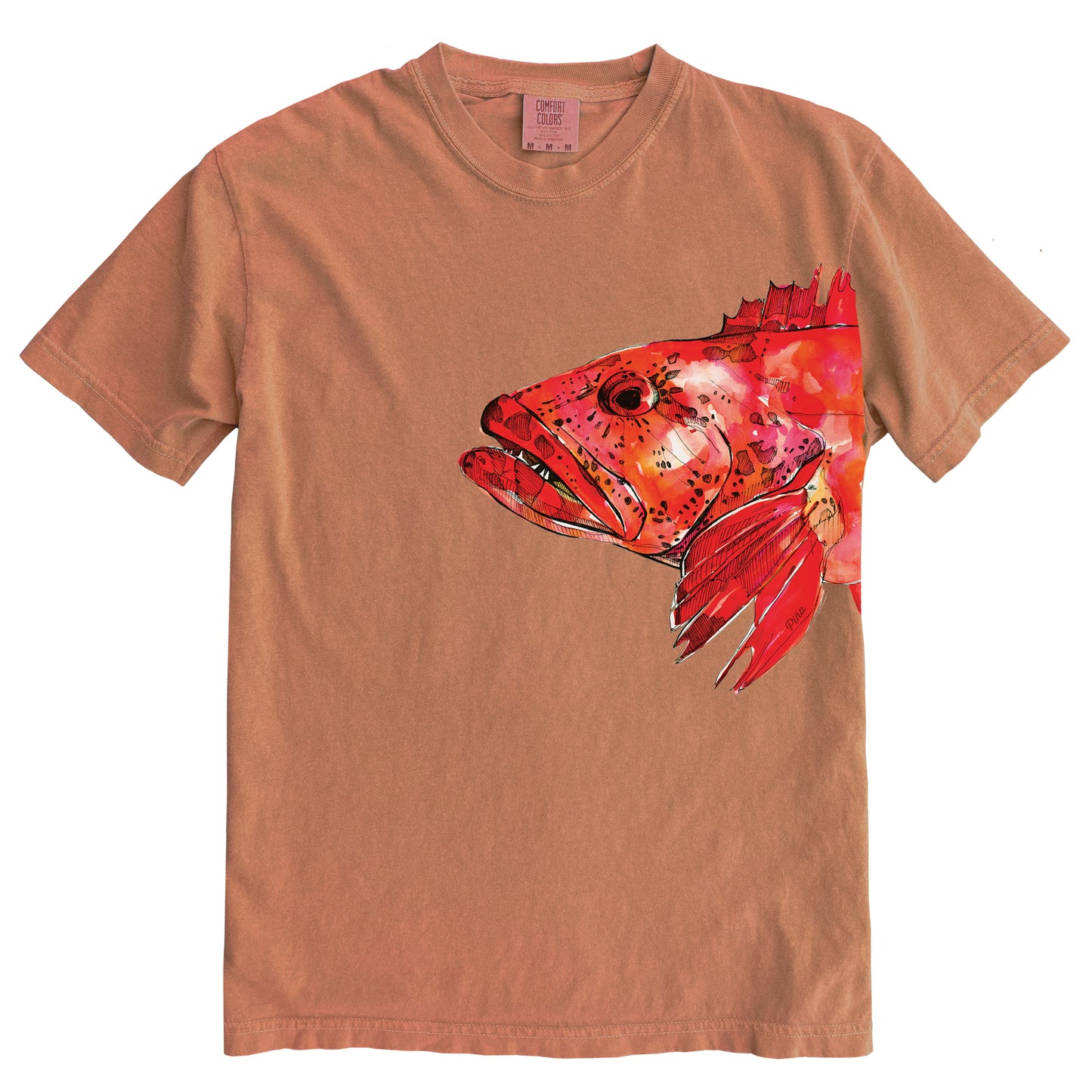 Lingcod in Colour Ink Light on Dark Comfort Colours Heavyweight Cotton Unisex Tee