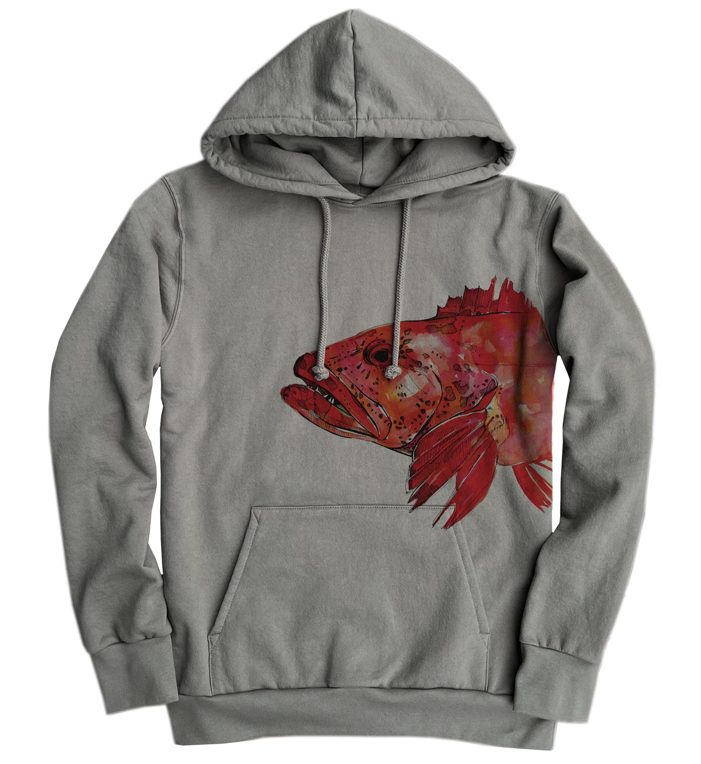 Watercolour Lingcod Organic Cotton Unisex Hoodie Made in Canada