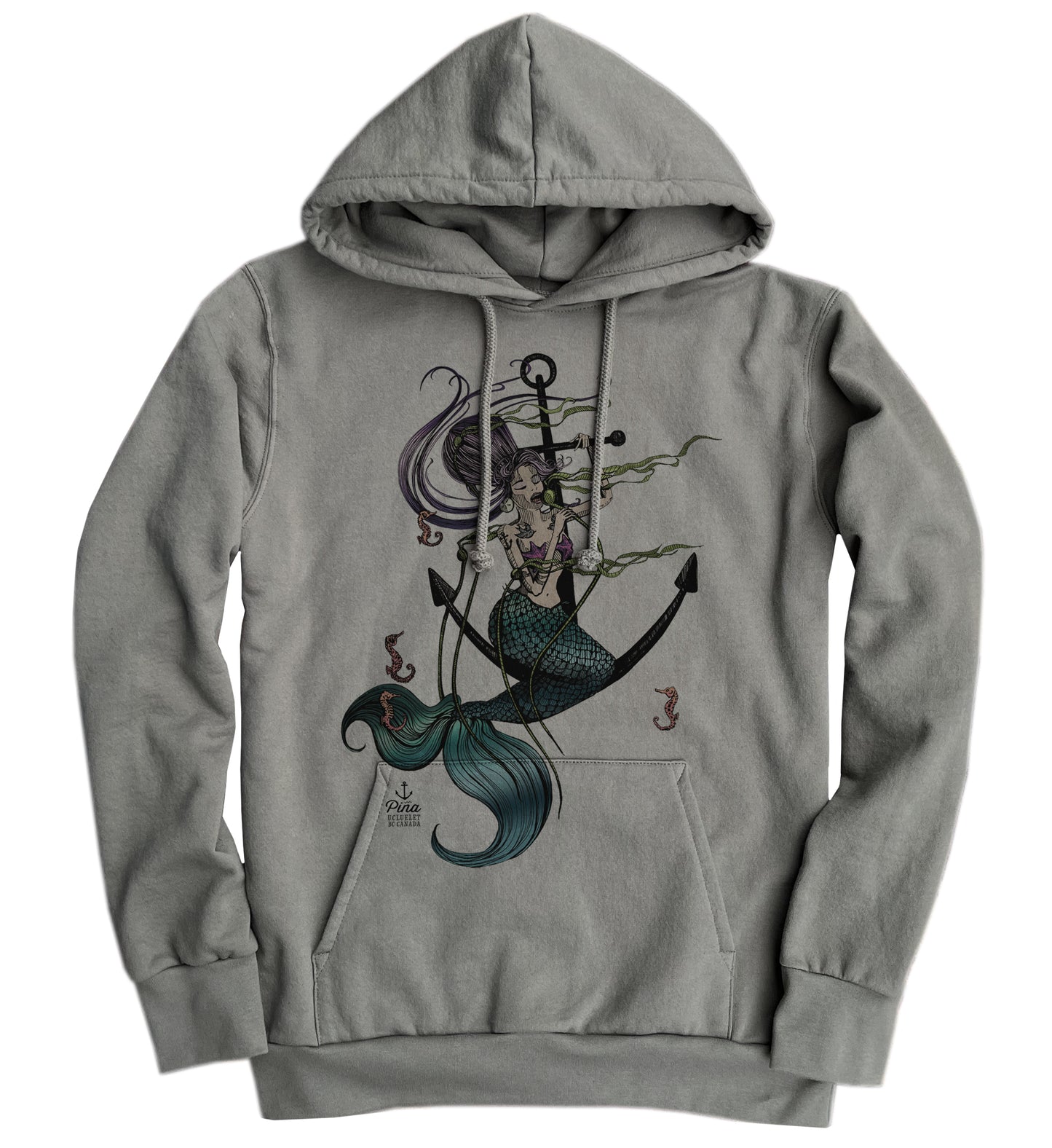 Mermaid Singing in Full Colour Organic Cotton Unisex Hoodie Made in Canada