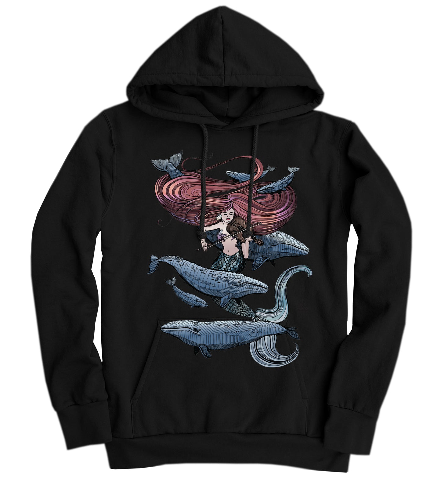 Mermaid Fiddling in Full Colour Organic Cotton Unisex Hoodie Made in Canada