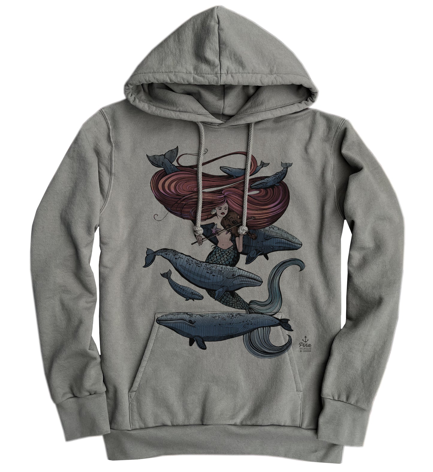 Mermaid Fiddling in Full Colour Organic Cotton Unisex Hoodie Made in Canada