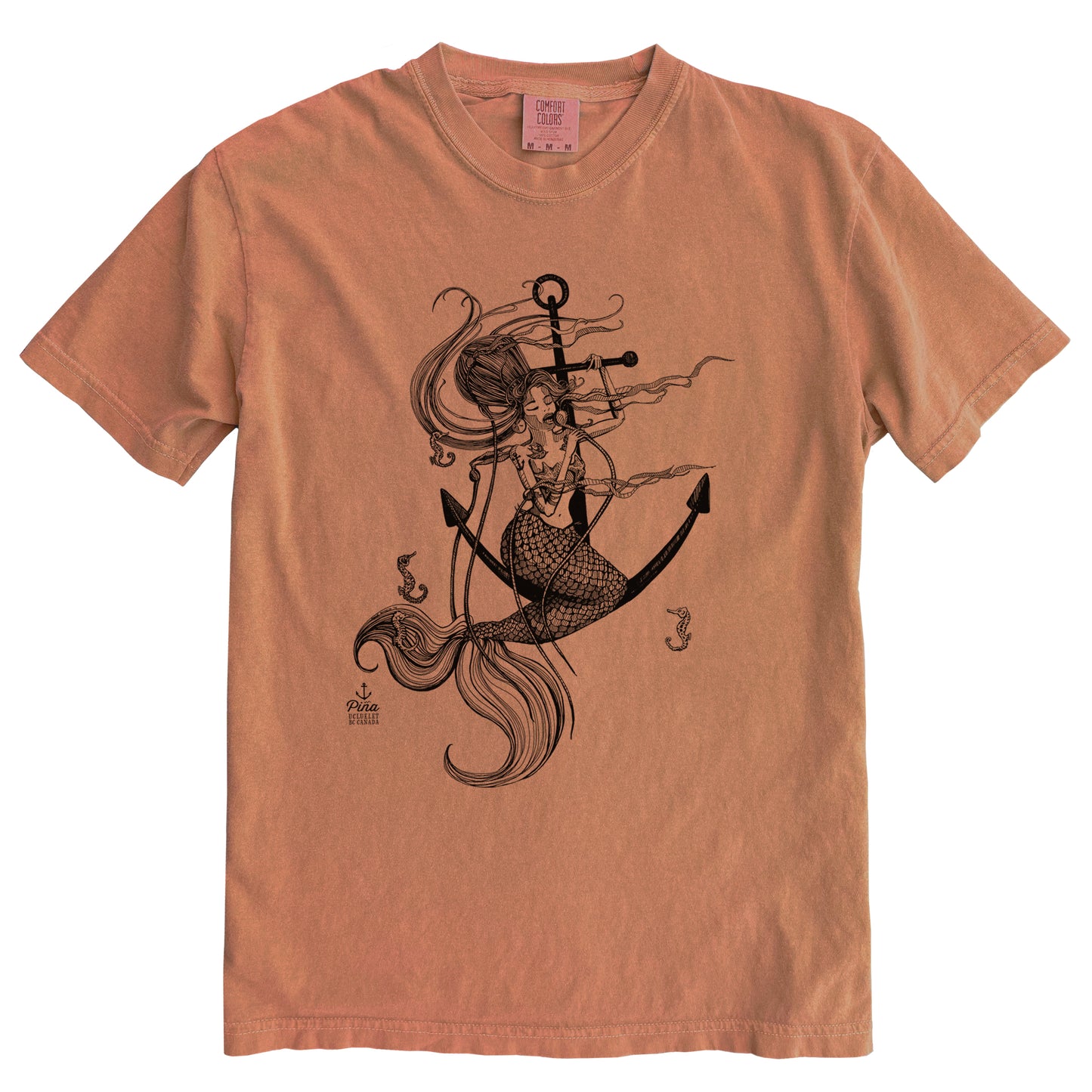 Mermaid Singing in Black Ink Comfort Colours Heavyweight Cotton Unisex Tee